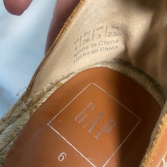 Gap espadrille brown ankle strap 6 wedge summer sandal open toe shoe brown - Picture 12 of 12